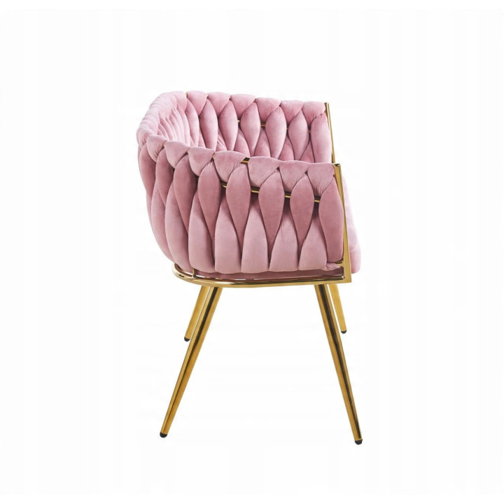 Sofa Glamour Kanapa dwuosobowa przeplatana velvet różowa welurowa IMPERIA