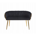 Sofa Glamour Kanapa dwuosobowa przeplatana velvet czarna welurowa IMPERIA
