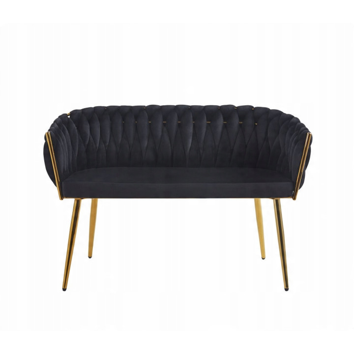 Sofa Glamour Kanapa dwuosobowa przeplatana velvet czarna welurowa IMPERIA