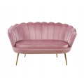 Sofa ROŻOWA Welurowa Dwuosobowa na ZŁOTYCH Nogach GLAMOUR Tapicerowana