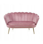 Sofa ROŻOWA Welurowa Dwuosobowa na ZŁOTYCH Nogach GLAMOUR Tapicerowana