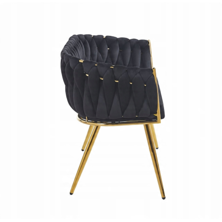 Sofa Glamour Kanapa dwuosobowa przeplatana velvet czarna welurowa IMPERIA