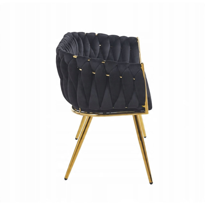 Sofa Glamour Kanapa dwuosobowa przeplatana velvet czarna welurowa IMPERIA