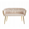 Sofa Glamour Kanapa dwuosobowa przeplatana velvet beżowa welurowa IMPERIA