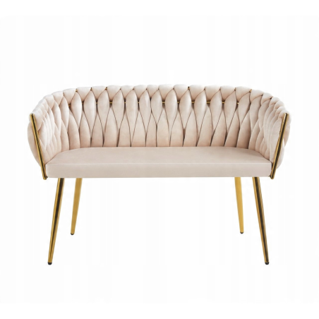 Sofa Glamour Kanapa dwuosobowa przeplatana velvet beżowa welurowa IMPERIA