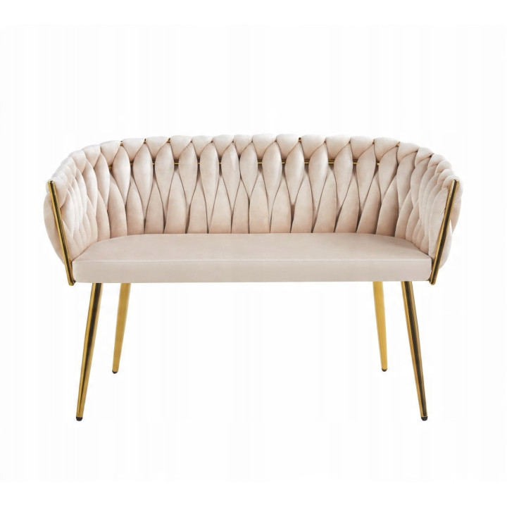 Sofa Glamour Kanapa dwuosobowa przeplatana velvet beżowa welurowa IMPERIA