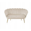 BEŻOWA WELUROWA JASNA SOFA KANAPA DWUOSOBOWA TAPICEROWANA FLOWERS