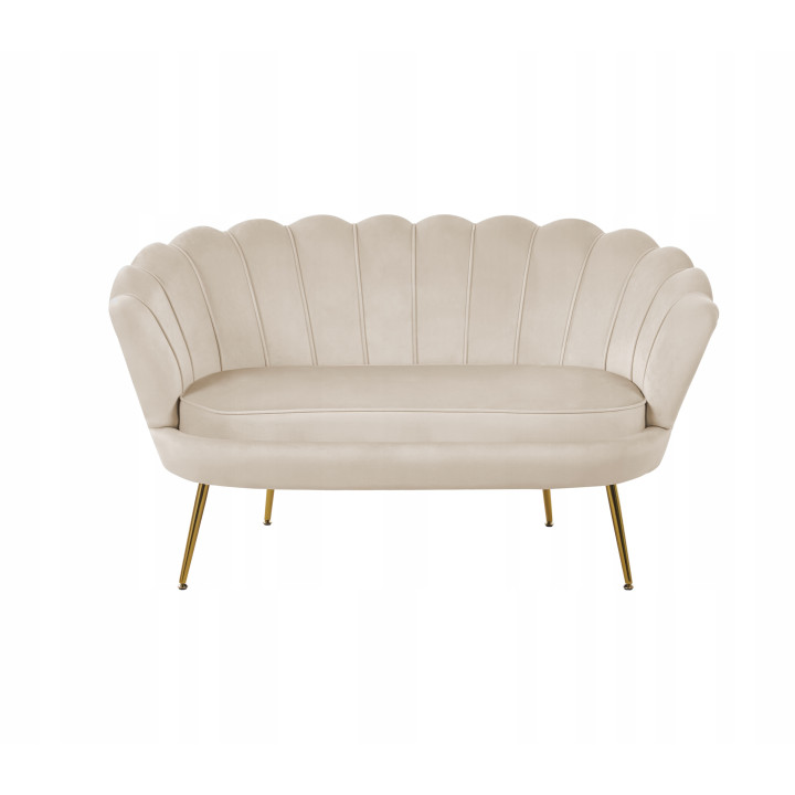 BEŻOWA WELUROWA JASNA SOFA KANAPA DWUOSOBOWA TAPICEROWANA FLOWERS