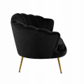 Sofa Czarna Welurowa Dwuosobowa na ZŁOTYCH Nogach GLAMOUR Tapicerowana