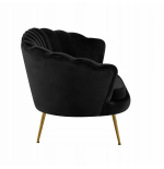 Sofa Czarna Welurowa Dwuosobowa na ZŁOTYCH Nogach GLAMOUR Tapicerowana