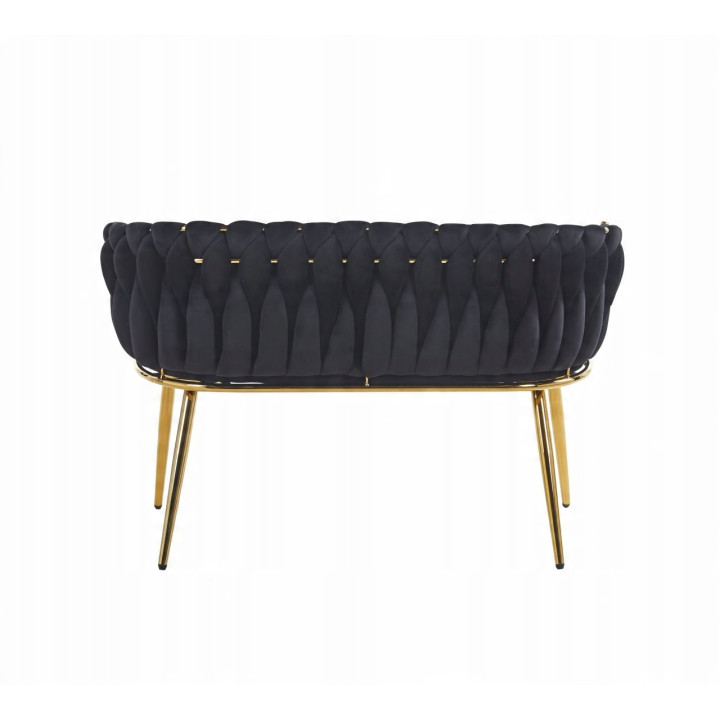 Sofa Glamour Kanapa dwuosobowa przeplatana velvet czarna welurowa IMPERIA