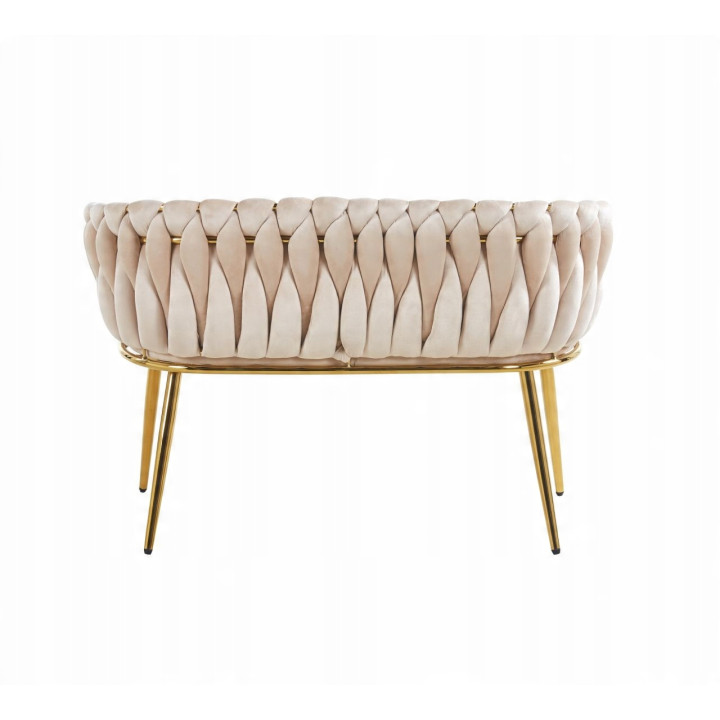 Sofa Glamour Kanapa dwuosobowa przeplatana velvet beżowa welurowa IMPERIA