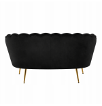 Sofa Czarna Welurowa Dwuosobowa na ZŁOTYCH Nogach GLAMOUR Tapicerowana