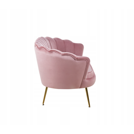 Sofa ROŻOWA Welurowa Dwuosobowa na ZŁOTYCH Nogach GLAMOUR Tapicerowana