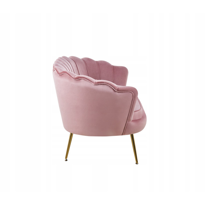 Sofa ROŻOWA Welurowa Dwuosobowa na ZŁOTYCH Nogach GLAMOUR Tapicerowana