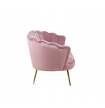 Sofa ROŻOWA Welurowa Dwuosobowa na ZŁOTYCH Nogach GLAMOUR Tapicerowana