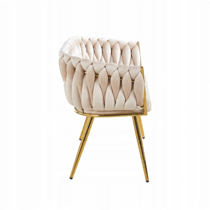 Sofa Glamour Kanapa dwuosobowa przeplatana velvet beżowa welurowa IMPERIA