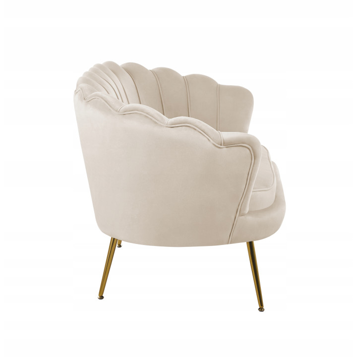 BEŻOWA WELUROWA JASNA SOFA KANAPA DWUOSOBOWA TAPICEROWANA FLOWERS
