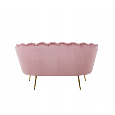 Sofa ROŻOWA Welurowa Dwuosobowa na ZŁOTYCH Nogach GLAMOUR Tapicerowana