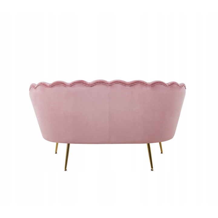 Sofa ROŻOWA Welurowa Dwuosobowa na ZŁOTYCH Nogach GLAMOUR Tapicerowana