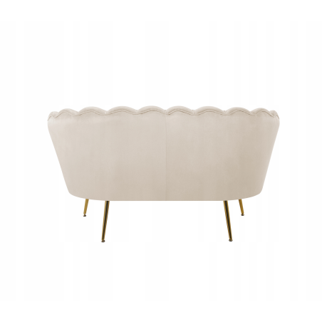 BEŻOWA WELUROWA JASNA SOFA KANAPA DWUOSOBOWA TAPICEROWANA FLOWERS
