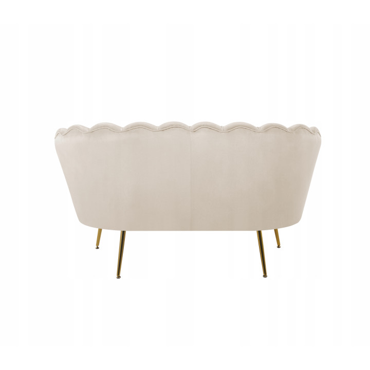 BEŻOWA WELUROWA JASNA SOFA KANAPA DWUOSOBOWA TAPICEROWANA FLOWERS