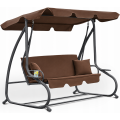 Huśtawka ogrodowa WZMACNIANA RELAX COMFORT BRĄZOWA
