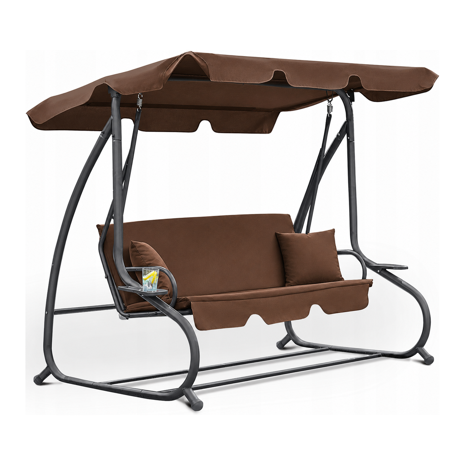 Huśtawka ogrodowa WZMACNIANA RELAX COMFORT BRĄZOWA