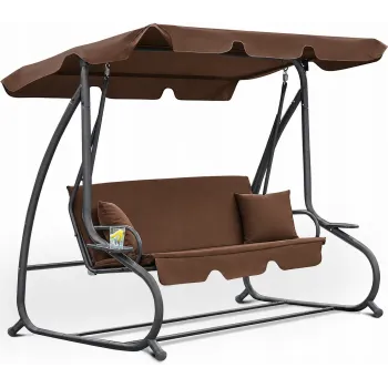 Huśtawka ogrodowa WZMACNIANA RELAX COMFORT BRĄZOWA