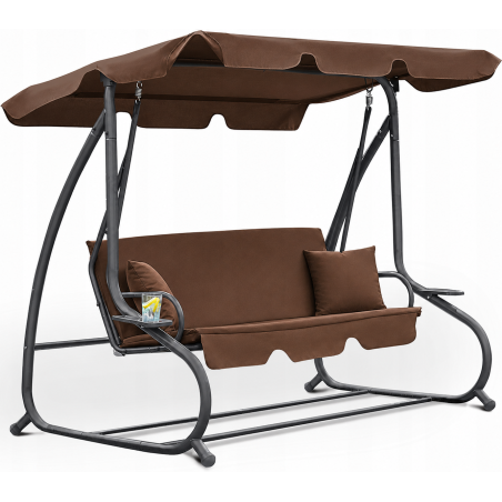 Huśtawka ogrodowa WZMACNIANA RELAX COMFORT BRĄZOWA