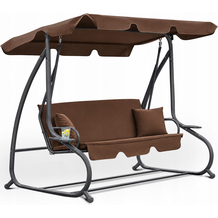 Huśtawka ogrodowa WZMACNIANA RELAX COMFORT BRĄZOWA