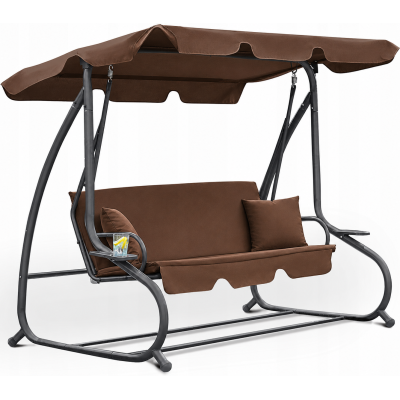 Huśtawka ogrodowa WZMACNIANA RELAX COMFORT BRĄZOWA