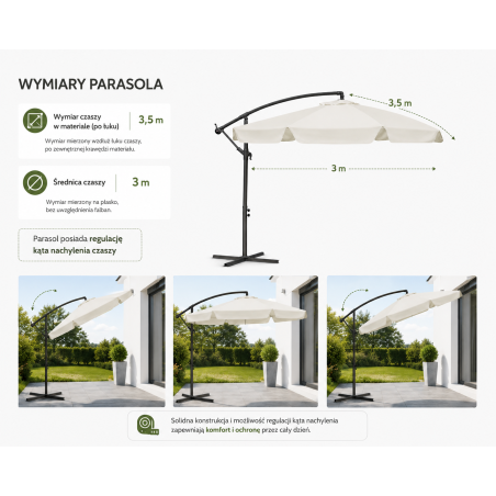 Parasol z wysięgnikiem błękity i granat 3M