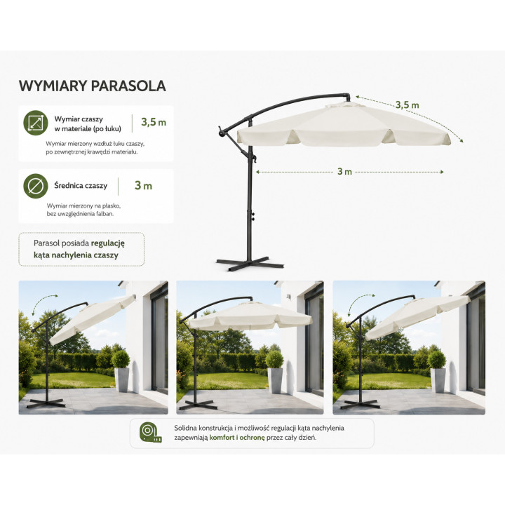 Parasol z wysięgnikiem błękity i granat 3M