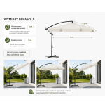Parasol z wysięgnikiem beże i brąz 3M CASABLANCA