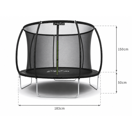 TRAMPOLINA OGRODOWA PREMIUM BLACK JUST FUN 6FT-183CM