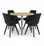 Krzesło skandynawskie MILEO PREMIUM VELVET CZARNY 4SZT+STÓŁ PREMIUM 80 CM
