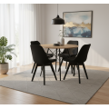 Krzesło skandynawskie MILEO PREMIUM VELVET CZARNY 4SZT+STÓŁ PREMIUM 80 CM