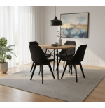 Krzesło skandynawskie MILEO PREMIUM VELVET CZARNY 4SZT+STÓŁ PREMIUM 80 CM
