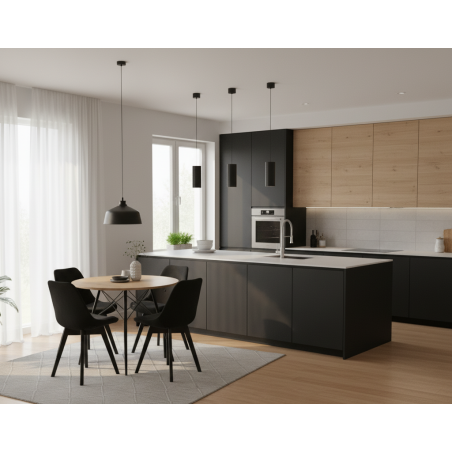 Krzesło skandynawskie MILEO PREMIUM VELVET CZARNY 4SZT+STÓŁ PREMIUM 80 CM