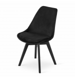 Krzesło skandynawskie MILEO PREMIUM VELVET CZARNY 4SZT+STÓŁ PREMIUM 80 CM