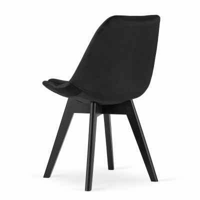 Krzesło skandynawskie MILEO PREMIUM VELVET CZARNY 4SZT+STÓŁ PREMIUM 80 CM