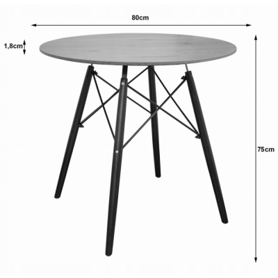 Krzesło skandynawskie MILEO PREMIUM VELVET CZARNY 4SZT+STÓŁ PREMIUM 80 CM