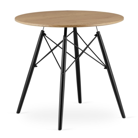 Krzesło skandynawskie MILEO PREMIUM VELVET CZARNY 4SZT+STÓŁ PREMIUM 80 CM