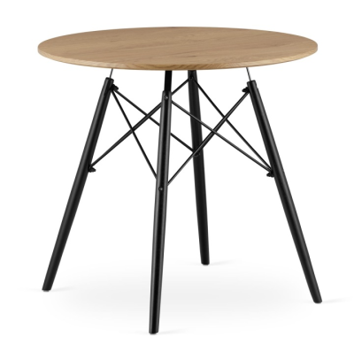 Krzesło skandynawskie MILEO PREMIUM VELVET CZARNY 4SZT+STÓŁ PREMIUM 80 CM