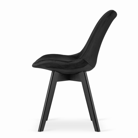 Krzesło skandynawskie MILEO PREMIUM VELVET CZARNY 4SZT+STÓŁ PREMIUM 80 CM