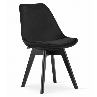 Krzesło skandynawskie MILEO PREMIUM VELVET CZARNY 4SZT+STÓŁ PREMIUM 80 CM