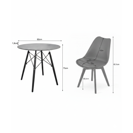 Krzesło skandynawskie MILEO PREMIUM VELVET CZARNY 4SZT+STÓŁ PREMIUM 80 CM