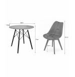 Krzesło skandynawskie MILEO PREMIUM VELVET CZARNY 4SZT+STÓŁ PREMIUM 80 CM
