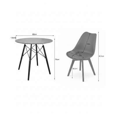 Krzesło skandynawskie MILEO PREMIUM VELVET CZARNY 4SZT+STÓŁ PREMIUM 80 CM